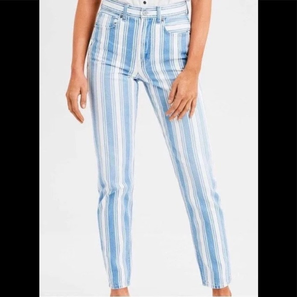American Eagle Stripe “Mom” Jeans